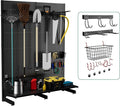 JWX Garage Pegboard Tool Organizer Free Standing Organizer Storage Rack with 21 Pegboard Storage Set Max 300 lbs Super Heavy Duty Garden Tool Hanger Rack for Ski Gears Broom Shovel Yard Tools