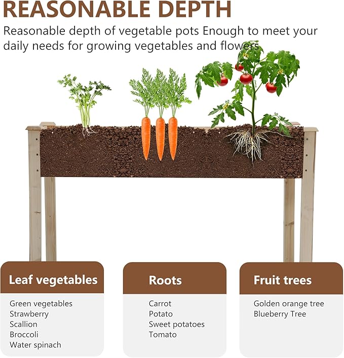 PayLessHere Wooden Garden Bed Raised Planter Box Outdoor Patio Gardening Planter and Indoor Elevated Garden Grow Box for Vegetable Flower