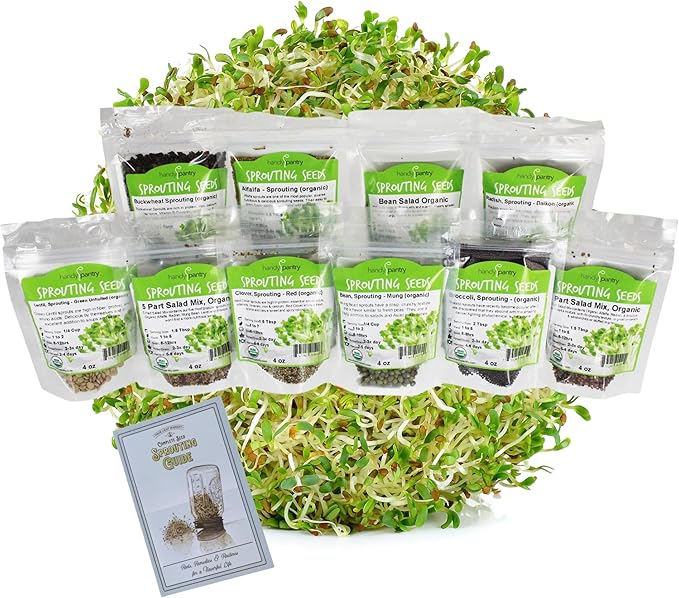 Organic Sprouting Seed Mix – 2.5 lb – 10 Varieties: Alfalfa Mung Bean Broccoli Lentil Clover Buckwheat Radish Bean Salad More