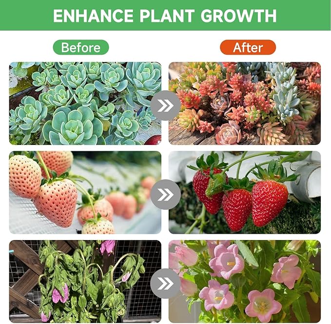 8 Solar Grow Light for Indoor OutdoorFull Spectrum with 96 LEDs Timer (3/5/8H) 3 Spectrum Modes with a RemoteIncludes 16.4FT Connection Cable Ideal for Growing All Plants