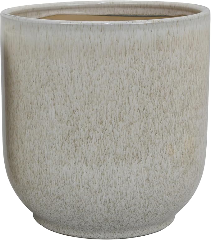 Accent Planter Set of 2 White Gray Ceramic Smooth Glossy Texture