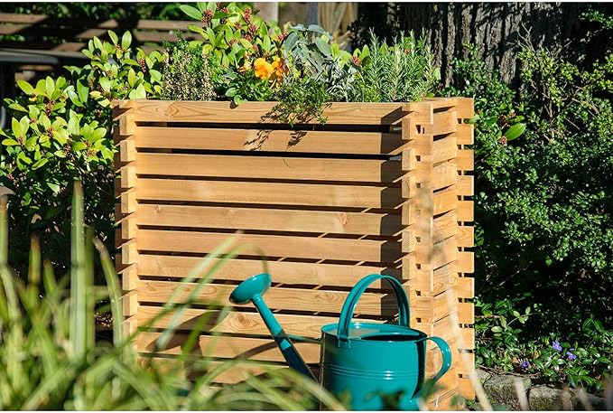 Raised bed with plug-in system planter with plant film 79 x 39 x 79 cm larch natural Wood Plastic L