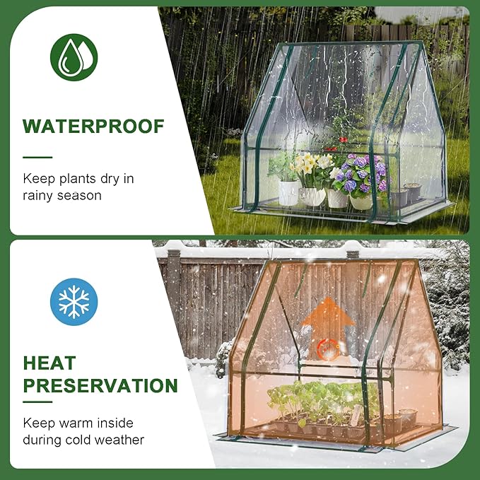 Mini Greenhouse 35×35×36 Portable Greenhouse for Indoor Outdoor Small Green House for Plants Seedling Germination (Clear 35x35x36 inch)