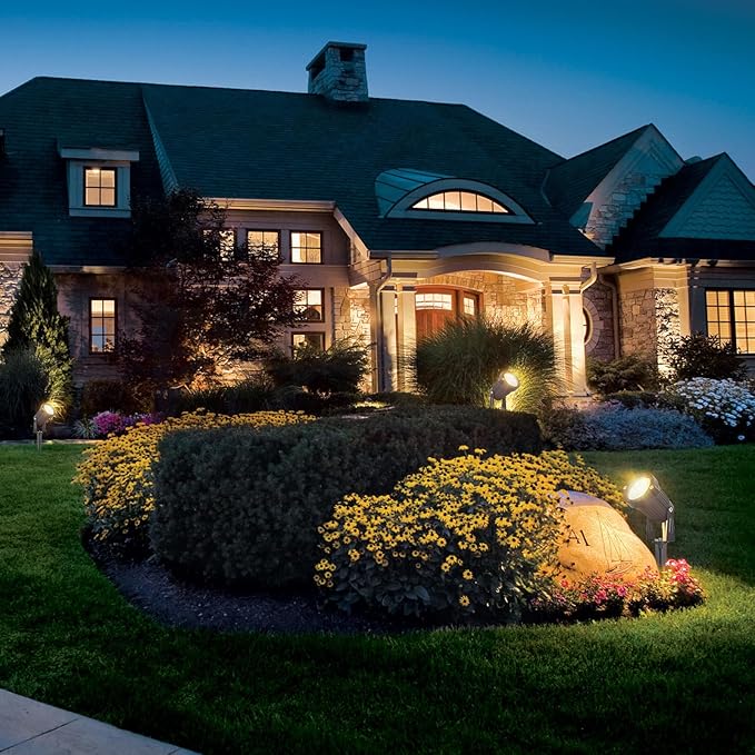 12W Low Voltage Landscape Lights LED Landscape Lighting with Connectors and Spike Stand 12V 24V Outdoor Spotlights Yard Garden Pathway Lights 1200LM Waterproof Warm White Light (16Pack)