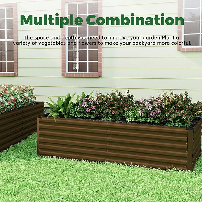 8x4x2 ft Outdoor Raised Garden Bed Large Metal Planter Raised Beds Planters for Outdoor Plants for Vegetables Flowers Herbs Fruits and Succulents.(2 Pcs)