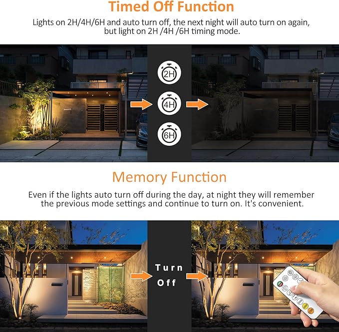 MEIHUA Solar Spotlights Outdoor 2 in 1 Solar Powered Landscape Spotlights 2700K/4000K/6500K 3 Brightness with Remote Control IP66 Waterproof Solar Spot Lights Outdoor for Garden Pathway