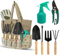 Scuddles 8-Piece Garden Tool Set with Bag Stainless Steel Tools Wooden Handles and Soft Poly-Cotton Gloves for Planting Pruning and Home Gardening