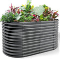 Land Guard 6x3x3ft Oval Galvanized Raised Garden Beds Large-Capacity Metal Planter Box Outdoor Durable Deep Raised Garden Bed 3ft Tall Raised Beds for Gardening Vegetables Modern Gray