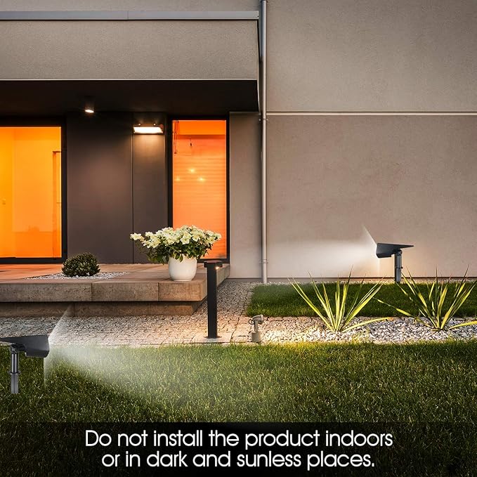 WBM Smart 20 LEDs Solar Landscape Spotlights IP67 Waterproof 2-in-1 Wireless Outdoor Security Lights for Yard Garden Driveway Porch Walkway Pool Patio 4 Pack
