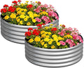 zizin 2 Pack Galvanized Raised Garden Bed Metal Round Raised Garden Beds Outdoor Planter Box for Vegetables (3FT Silver)