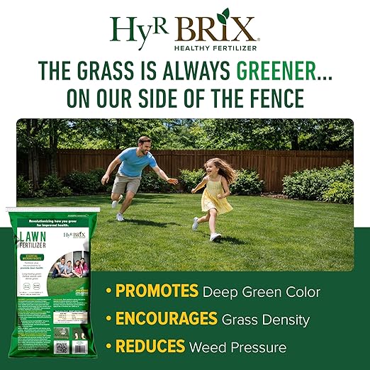 HyR BRIX Slow-Release 22-7-7 Lawn Fertilizer 45lb Bag - Lawn Food with Essential Micronutrients - Promotes Dense Healthy Grass &amp Long-Lasting Green - Covers 5600 Sq Ft
