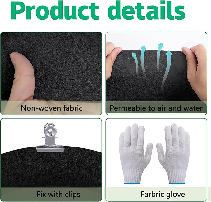 2 Sets 4 x 2 x 1 ft Raised Garden Bed Liner Bag Breathable Grow Bed Fabric Liners with Clips and Gloves Garden Box Non Woven Bag for Outdoor Plants Growth Keep Soil Isolation (No Garden Bed)