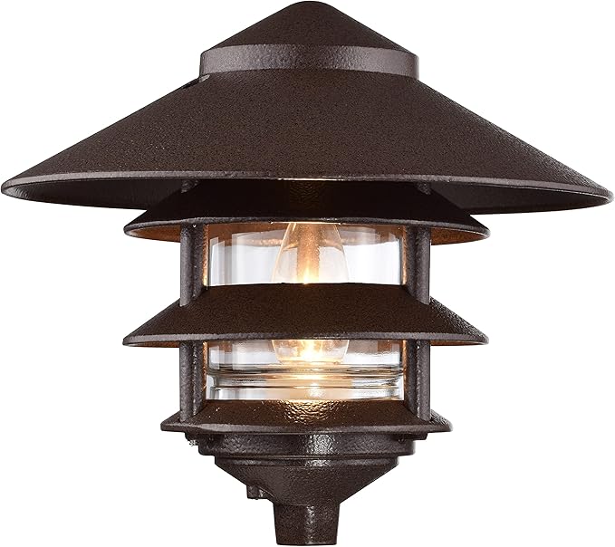 Nuvo SF76/637 One 2 Louver Hood Outdoor Pagoda Landscape Pathway Light 3 Tier-Large Old Bronze