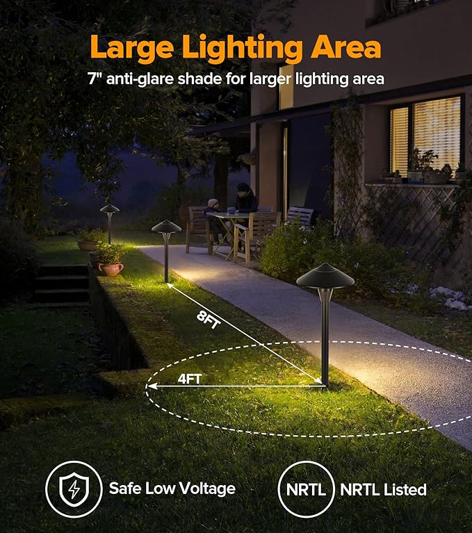 LUTEC 12V Low Voltage Landscape Lighting Die-cast Aluminum Spot Lights with Connectors Low Voltage Pathway Lights with Spotlights Waterproof for Tree Garden Yard Pathway 12 Pack