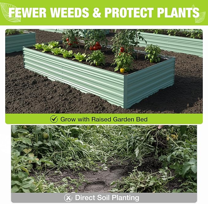 WORKPRO 7.5x4x2ft Outdoor Galvanized Raised Garden Bed Rust-Resistant Planter Raised Beds for Vegetable Flowers Herbs Light Green