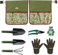 Garden Tool Set 8 Pcs Stainless Steel Heavy Duty Metal Gardener Gardening Hand Tool Set with Belt Bag Includes 8 Small Pockets Outdoor Heavy Duty Gardening Work Set with Ergonomic Handle