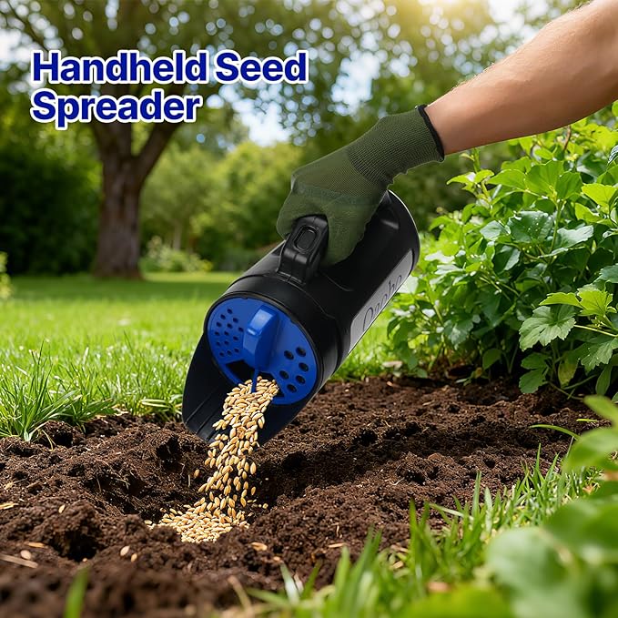 3-Adjustable-Setting Handheld Spreader Multi-Use Lawn Spreaders for Fertilizer Grass Seed Salt and Ice Melt Portable Spreader for Yard and Garden Snow Removal - Up to 80 Oz