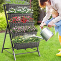 Suyncll Vertical Raised Garden Bed Planter Box5 Tiers Vertical Garden Planter with Drainage System&amp4 Hooks for Herb Vegetables Flowers