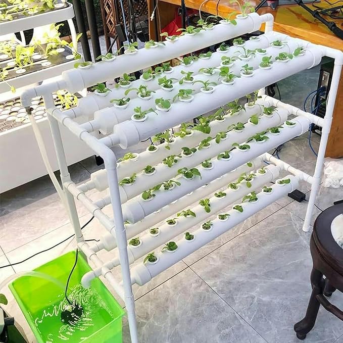 AMNOOL Hydroponics Growing System Hydroponic Tower 3 Layer PVC Pipe 108 Holes for Planting Indoor Garden System Tall Hydroponics System Outdoor 0823**1