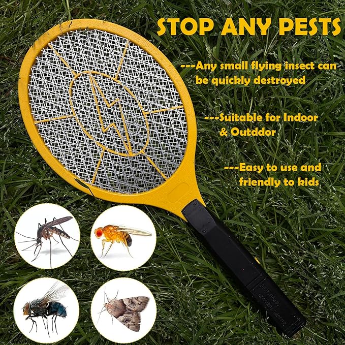 2 Pack Electric Fly Swatter Handheld Bug Zapper Racket for Outdoor &amp Indoor Mosquito Zapper Racket Battery Powered Tennis Mosquito Rackets for Insect