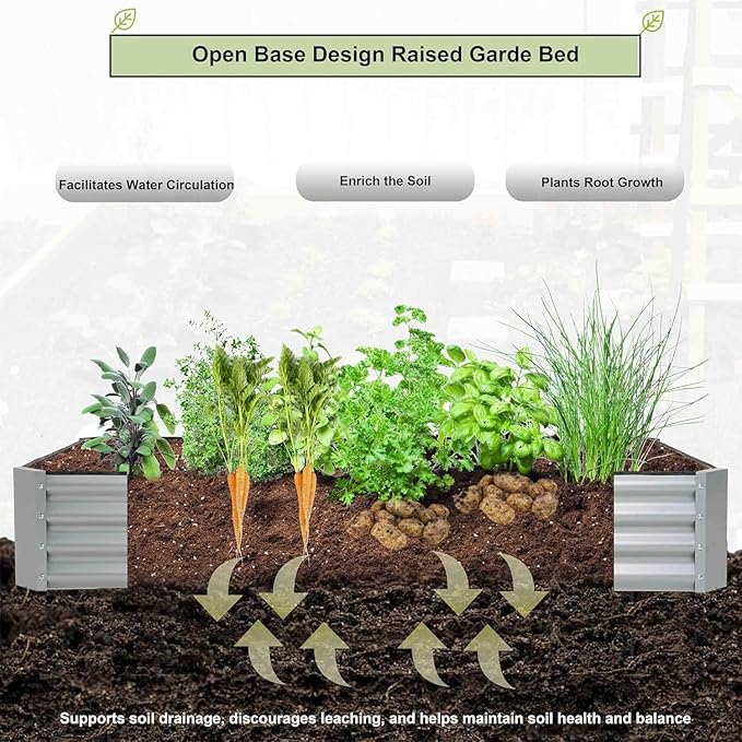 porayhut 6'x3' Raised Garden Bed Pack of 2Kit Easy Set-up Planter Box for Vegetable FruitMetal Galvanized Large Size Raised Bed
