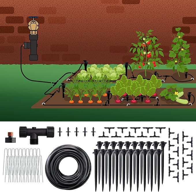 Orbit 91944 Tomato Garden Drip Irrigation System - Complete 10-Plant Watering Kit with Push-Connect Fittings Water-Saving Design for Vegetables &amp Garden Boxes