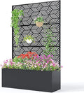 Metal Planter Box with Trellis 71X47X16 Privacy Planter for Patio Large Raised Garden Bed with Privacy Screen for Climbing Plants with Drainage Holes 15.7 Deep Planting Bed
