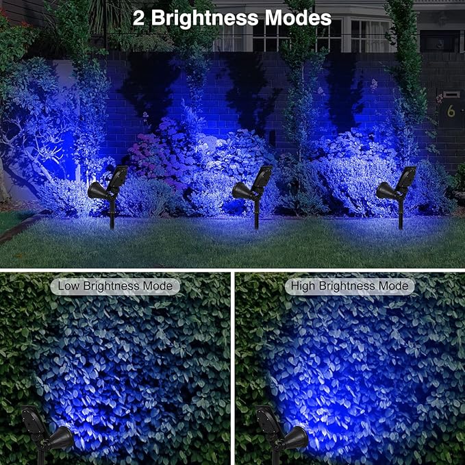 T-SUN Solar Spotlights Outdoor Waterproof Blue+Green Solar Landscape Spotlights for Garden Pond Pathway