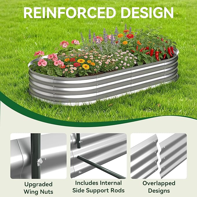 Raised Garden Bed with Sprinkler Timer and Self-Watering System 6x3x1 ft Elevated Planter Boxes Outdoor with Mesh Cover Galvanized Raised Beds forVegetablesFlowers Backyard Patio