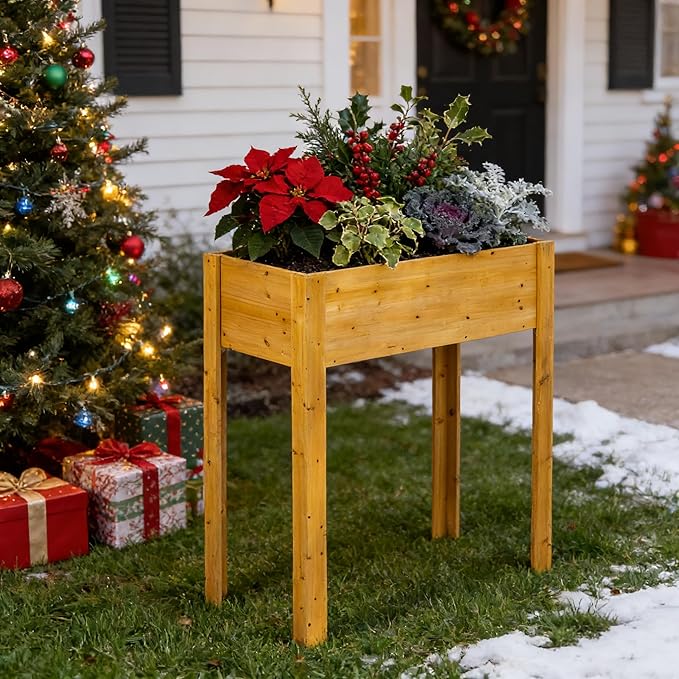 Premium Fir Wooden Raised Garden Bed with Four Legs for Backyard and Balcony GardeningSuitable for Indoor and Outdoor use33.07''×15.75''×38.58''
