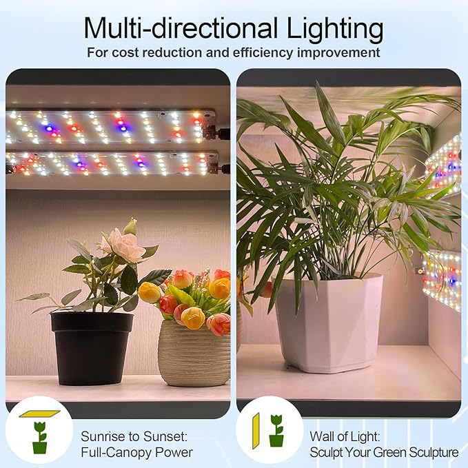 DOMMIA Grow Lights 40W Linkable Grow Lights for Indoor Plants Full Spectrum 6/12/16h Timer Dimmable Ultra-Thin Plant Lights for Indoor Growing Pinkish White 1-Set