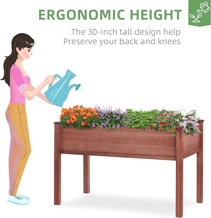 48x24x30 inch Raised Garden Bed with Legs Elevated Wooden Planter Box for Outdoor Plants Flowers Fruits Vegetable Herb Growing