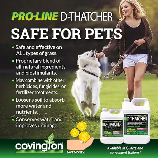 Covington PRO-LINE D-Thatcher Liquid Dethatcher (1 Gal) – Lawn Thatch Remover &amp Soil Softener Grass Clipping Breakdown for Healthy Lawns &amp Gardens – Dethatcher and Aerator Safe for Kids &amp