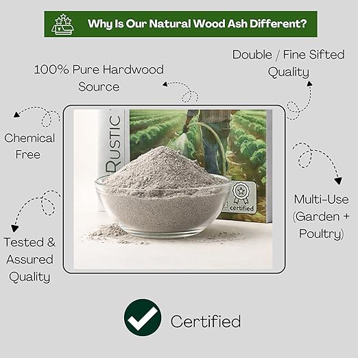 Natural Wood Ash Fertilizer for Plants – Organic Soil Amendment for Garden Lawn Compost Indoor Outdoor Plants Potassium Rich Plant Nutrients