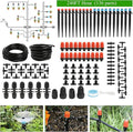 240FT Drip Irrigation System Kit Automatic Garden Watering Misting System for Greenhouse Yard Lawn Plant with 1/2 inch Hose 1/4 inch Distribution Tubing and Accessories