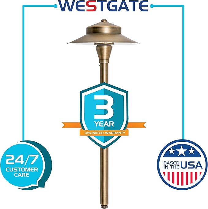 Westgate Lighting LED Area Light- Built-in Integrated LED Outdoor Light - 11 Height of Stem-Solid Brass Antique Bronze Finish Landscape Light- 12V of AC/DC Current (4)