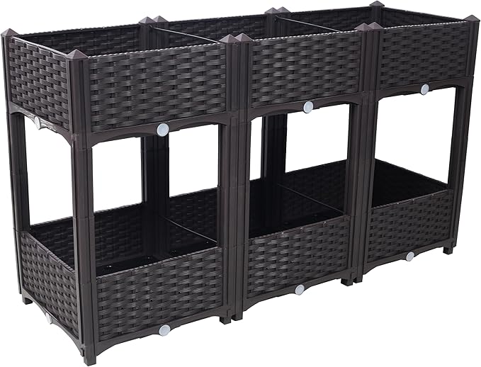 Raised Bed Planter Box - Elevated Garden Bed with Drainage for Vegetables Herbs Flowers