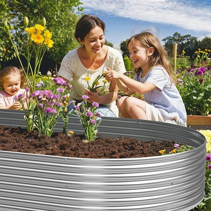 FRIZIONE 3pcs 6x3ft Galvanized Raised Garden Bed OutdoorSteel Garden Bed for VegetablesAbove Ground Garden Box for FlowerMetal Raised Beds for Gardening