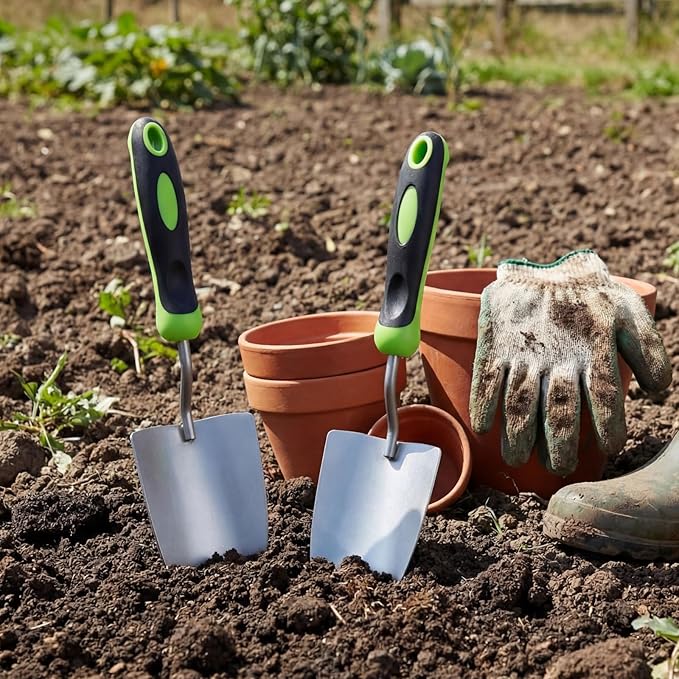 30 Pcs Garden Shovel Aluminum Alloy Heavy Duty Trowel Small Digging Shovels Metal Hand Trowel Spade with Soft Handle for Garden Lawn Yard Planting Tool (Wide ShovelGreen)