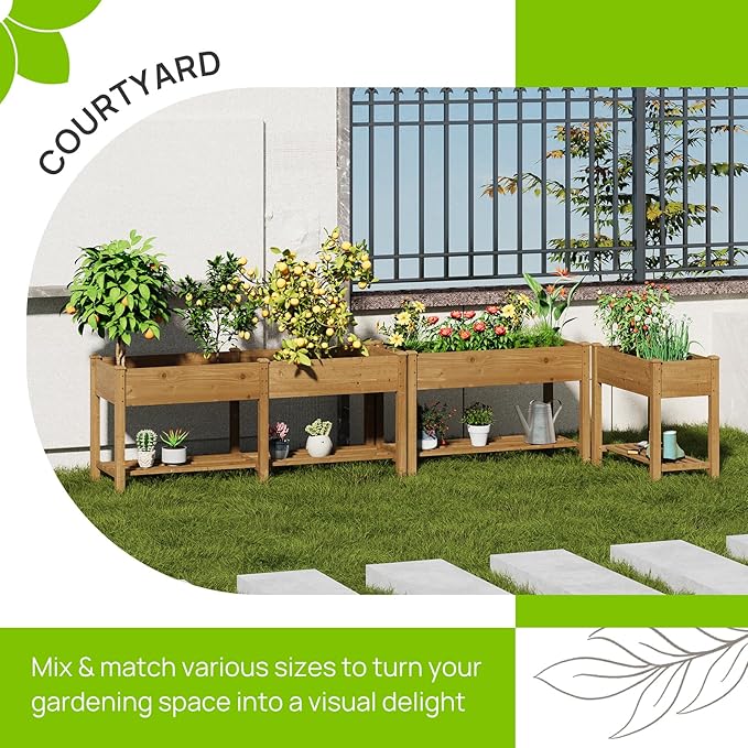 Raised Garden Bed with Legs Wood Elevated Planter Box Gardening Outdoor Planter Box Patio Kit Planting Bed for Vegetables Flowers Herbs Outdoor for Patio Balcony Backyard 72x24x30.7in(Brown Large)
