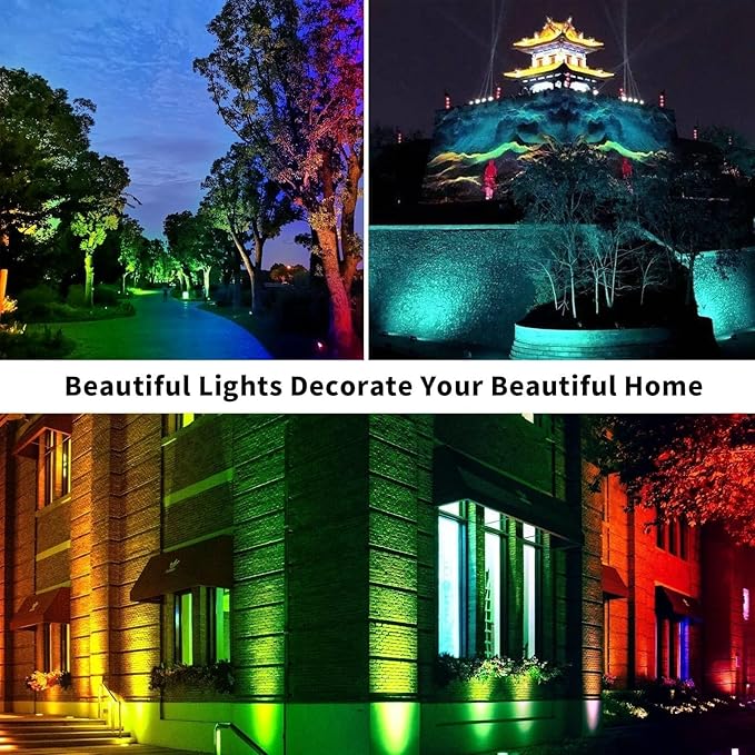 Led Beam Light - RGB Color Changing Rotation Spotlight AC12V COB Tree Outdoor Flood Light Garden Villa Courtyard Lawn Landscape Light(18w)