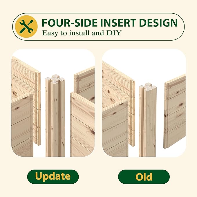 BlueWish Raised Garden Bed Outdoor Planter Box with Open Bottom Mortise Design Ground Garden Bed for Fruit Vegetables Herbs 94''L x 47''H x 15''W
