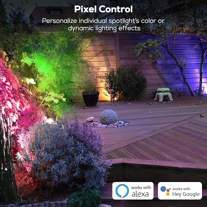 ZYAN APP Control Die-Cast Aluminum RGB Landscape Spotlights with Remote Control Color Changing Music Sync Timer Alexa Compatible Outdoor IP65 Waterproof for Patio Garden Yard Pathway 16 Pack (2×8)