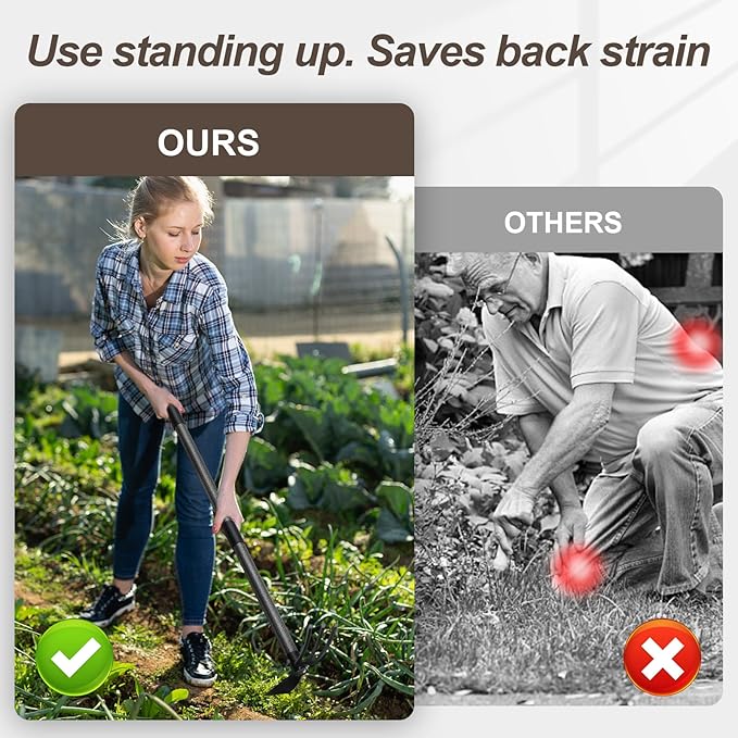 Hoe Garden Tool 45 Inch Garden Hoe Long Handle for Weeding Hoe Cultivator 2 in 1 Hand Garden Tools for Gardening Planting