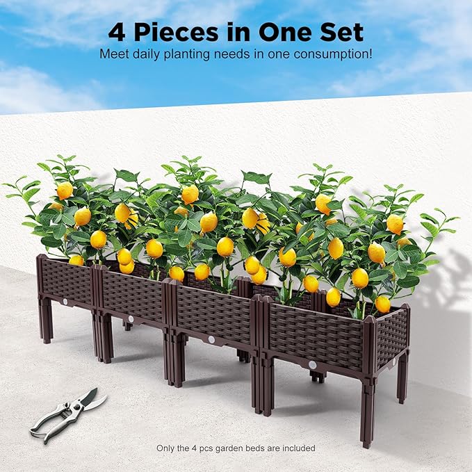 Raised Garden Bed with Legs Planters Raised Garden Beds Outdoor with Drain Outlet Elevated Rectangular Garden Box for Vegetables Flowers Herbs