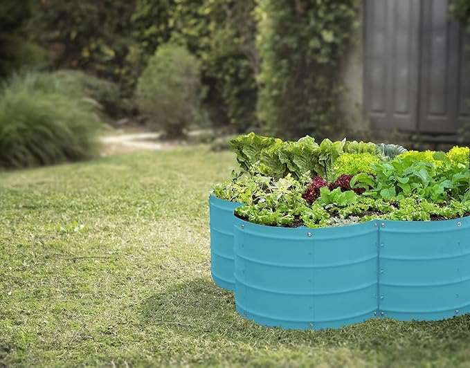 Plant &amp Plot Galvanized Raised Garden Beds Outdoor // 3×3×1 ft Planter Raised Beds for Gardening Vegetables Flowers // Large Metal Garden Box (Teal) // Patented Tool-Free Design