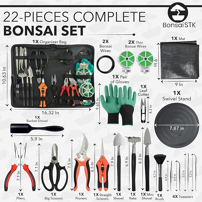 Bonsai Toolkit - Mini Garden Tools Bonsai Wire Kit Repotting Mat for Indoor Plants Bonsai Tools Succulent Tools Bonsai Tree Kit Tools for Beginners Bonsai Turntable Transplanting Tool