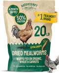 Hatortempt 20lb Dried Mealworms for Chickens - 50% Protein and 32% Essential Fats to Support Healthy Feather Growth During Molt - Organic Treats for Chickens Ducks Wild Birds &amp Reptiles