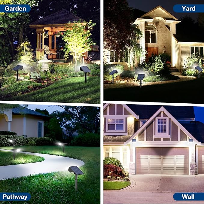 8 Pack Solar Spot Lights Outdoor 56LED Outdoor Solar Lights for Yard 4 Lighting Modes Solar Landscape Spotlights Waterproof Auto On/Off Solar Powered Lights Garden Pathway (Cool White)