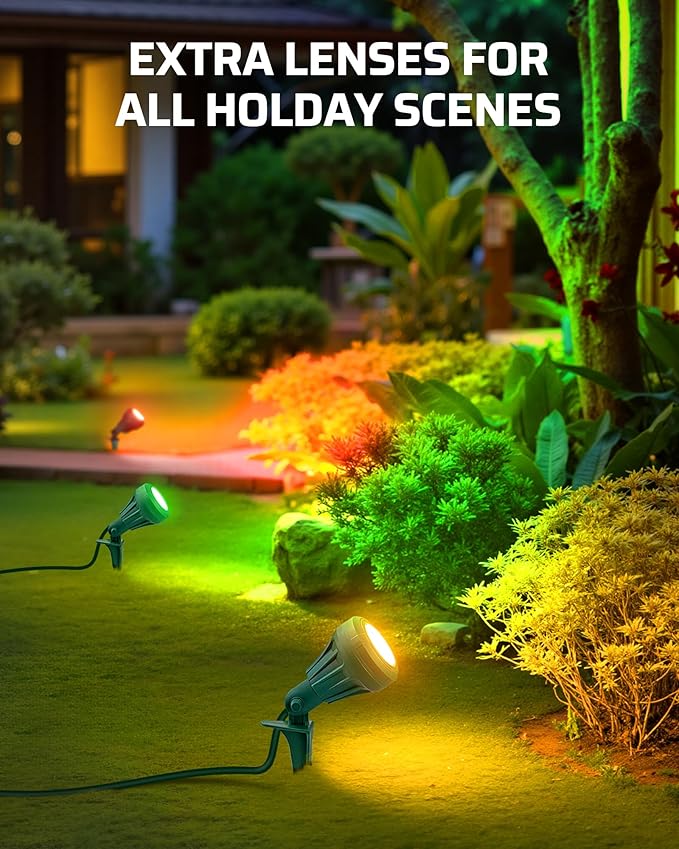 DEWENWILS Halloween Spotlight Outdoor &amp 25Ft Outdoor Extension Cord